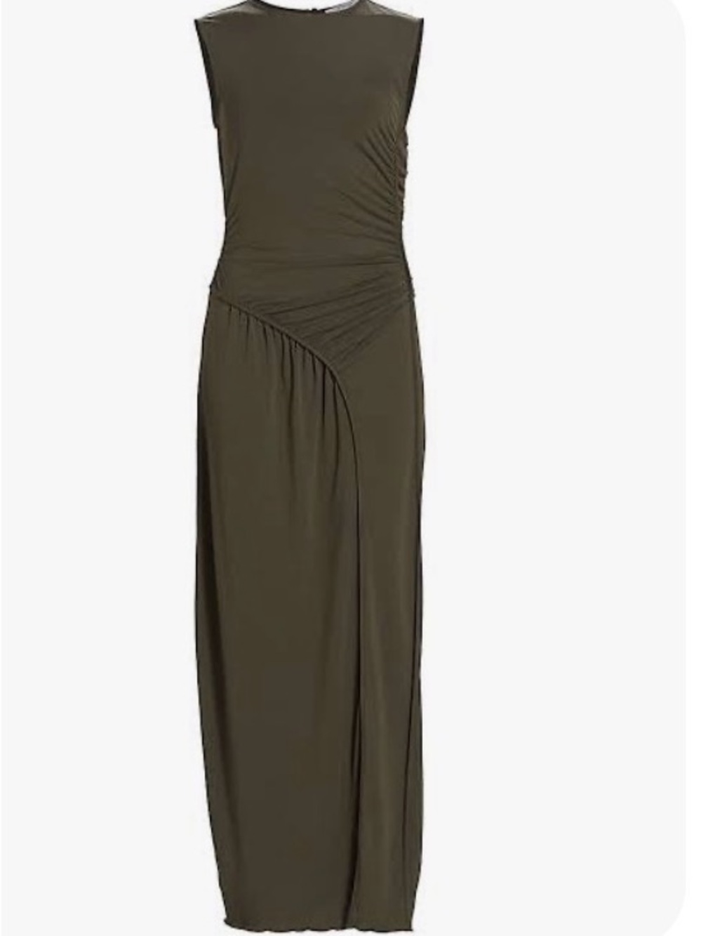 Derek Lam 10 Crosby Kimberly Ruched Maxi Dress Shiitake Green Large NWT